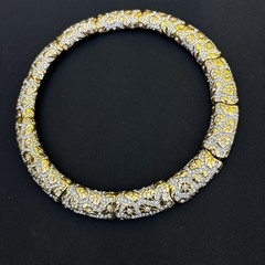 Vintage Swarovski Gold Tone Crystal Floral Link Necklace 16” Signed Swan Retired