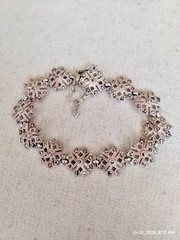 Vintage Marcasite Sterling Silver Snowflake flower deign Bracelet 925z