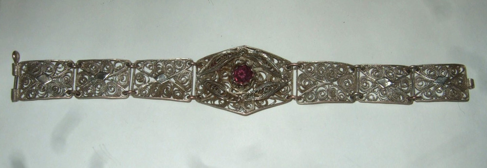 Silver Filigree Bracelet Elegant Estate Jewelry Vintage Style Seven Inches