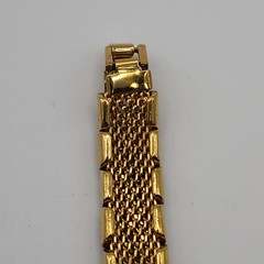 Vintage Gold Tone Filagree Link Open Work Slide Over Woven 7″ Mesh Bracelet Gift