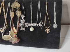 Lot Of 12 Pendant Necklaces Bows, Hearts, Angel, Skull Necklace Lot P38