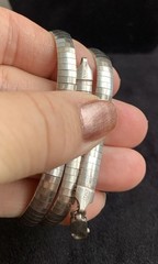 925 Italy Sterling Silver Flat Omega Chain Necklace 17″ 6mm 24g Choker Panel Lnk