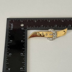 Vintage Clear Rhinestone Gold Tone Belt Buckle Brooch Pin