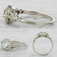 Antique Art Deco Style Simulated Diamond Edwardian Engagement Ring In 925 Silver