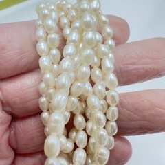 Vintage Rice Pearl Necklace Endless Strand 3 Rows Torsade 30 Inches Classic