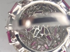 925 Sterling Silver Pink Tapered Baguette CZ Dome Cocktail Ring Size 6 13g