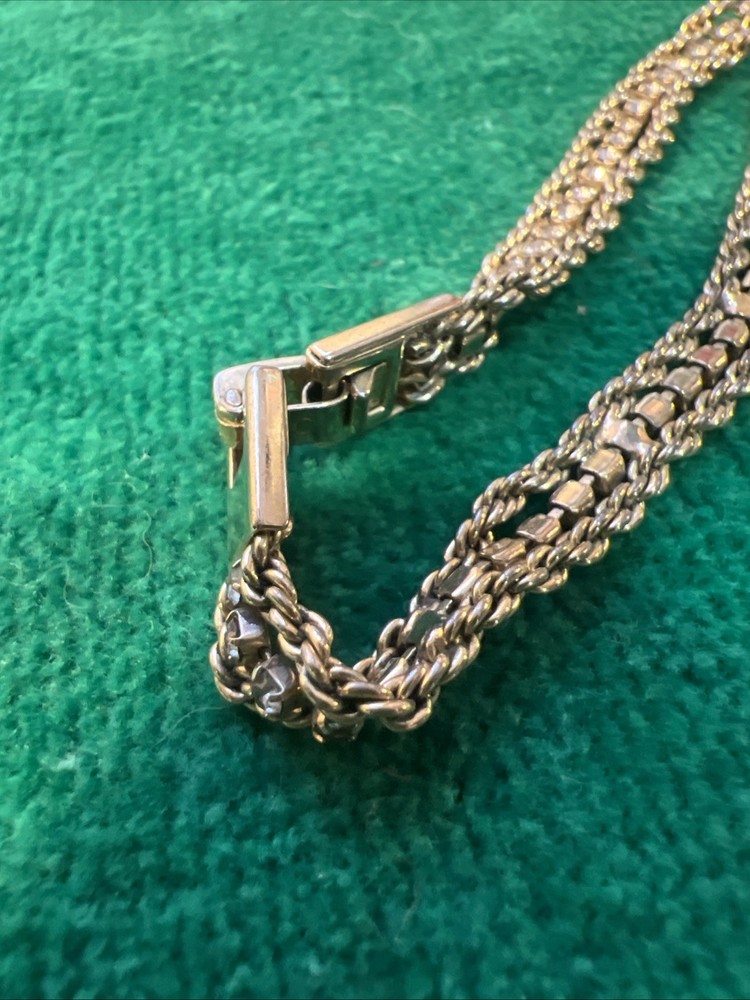 Vtg Signed JC Jackie Collins Gold Tone Crystal Rhinestone Chain Bracelet 7”
