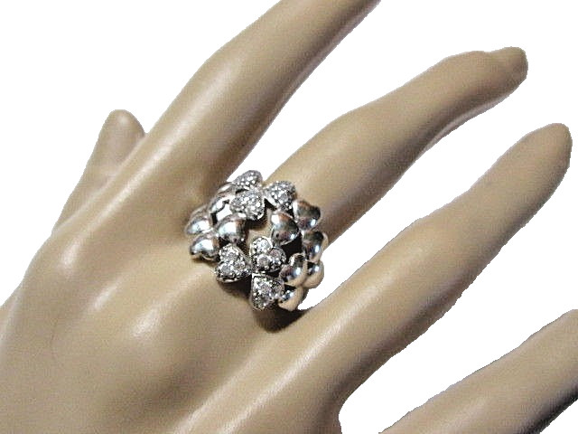 VINTAGE STERLING SILVER HEARTS SMOOTH AND CZ CHIPS IRELAND DESIGNER SIGNED KCGC