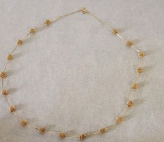 Trifari Gold Necklace Gold Wired Ball Long Chain 30″ Long Spring Ring Closure