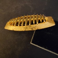 Statement JJ Brooch Pin Modern Contemporary Brushed Gold Tone MCM J Jonette EUC