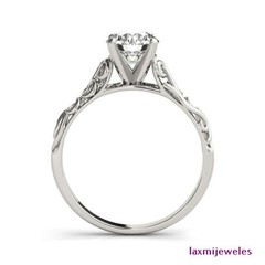1.50Ct Round Cut Lab-Created Diamond Ring Scroll Filigree 14K White Gold Finish