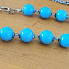 Vintage Turquoise Blue Mixed Media Bead Chain Necklace 48in 82g Boho