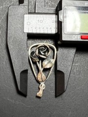 Vintage Theodor Klotz Teka 925 Sterling Silver Rose Flower Pendant