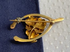 Vtg Heavy Gold Filled Pearl Pin 3.05g Jewelry Pansy In Wishbone Brooch *READ*