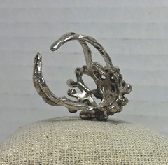 Vintage Sterling Silver Statement Textured Spike Ring Size 9 Adjustable
