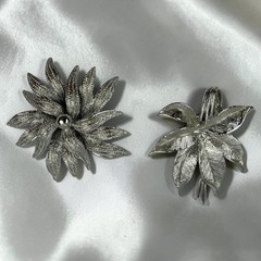 Gerry’s Silver Tone Leaf & Flower Brooch Pin Set Vintage Signed