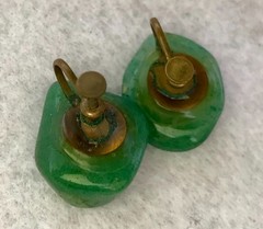Vintage Jade, Aventurine, Jadeite, Natural Stone, Twist Back Earrings JWL-1055