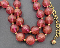 Vintage Joan Rivers Marbled Pinkish Gold Swirl Acrylic Lucite Bead Necklace 21″