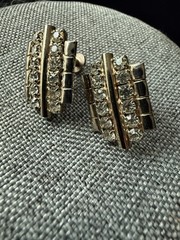 Vintage Rhinestone Screwback Earrings Gold Tone Cocktail Career Eveningwear Y2K