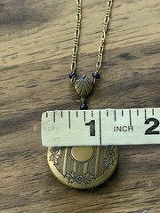 VTG Pididdly Links Locket Necklace Gold Tone 19” Art Nouveau Style Kingston NY