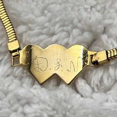 Vintage Sweetheart Heart Bracelet Gold Tone Engraved Initials D N Fits 6.5″