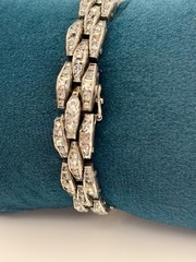 VTG Antique Art Deco Sterling Silver Rhinestone Cage Bracelet – Made in Germany.