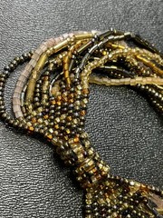 Vintage 7” Brown & Yellow Seed Bead Bracelet Magnetic Clasp