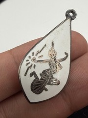 Vintage Sterling Silver White Nielloware Makkala Goddess Of Lightening Pendant