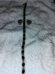 Sparkling Sapphire And Diamond Tennis Bracelet & Earrings Sterling Silver