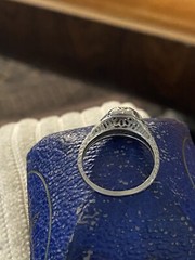 18k Gold Belais Art Deco Engagement Ring Engraved Shank ~0.56 Ct OEC Diamond