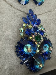 🌟Rare Book Set🌟Juliana D&E Peacock Blue Margarita Rhinestone Pendant Earrings