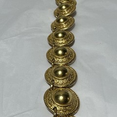 Vintage Erwin Pearl Collar Necklace Gold Tone Textured Dome Link Chunky Runway