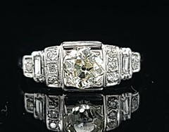 Vintage 18k White Gold Engagement Ring 1.03ct. Natural Old Euro Cut Diamond