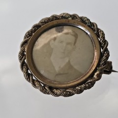 Antique Victorian Framed Brooch Portrait Photo Of Male C Clasp