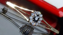 14k yellow gold 0.80ct sapphire, topaz pin brooch heated vintage 3.20gr N3810