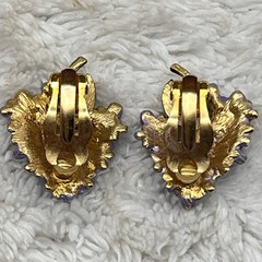 Vintage Lilac Flower Jewelry Set Brooch Clip On Earrings Purple Enamel