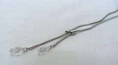 DESIGNER SWAN SIGNED SWAROVSKI FACETED BRIOLETTE CRYSTAL DROPS CHAIN NECKLACE