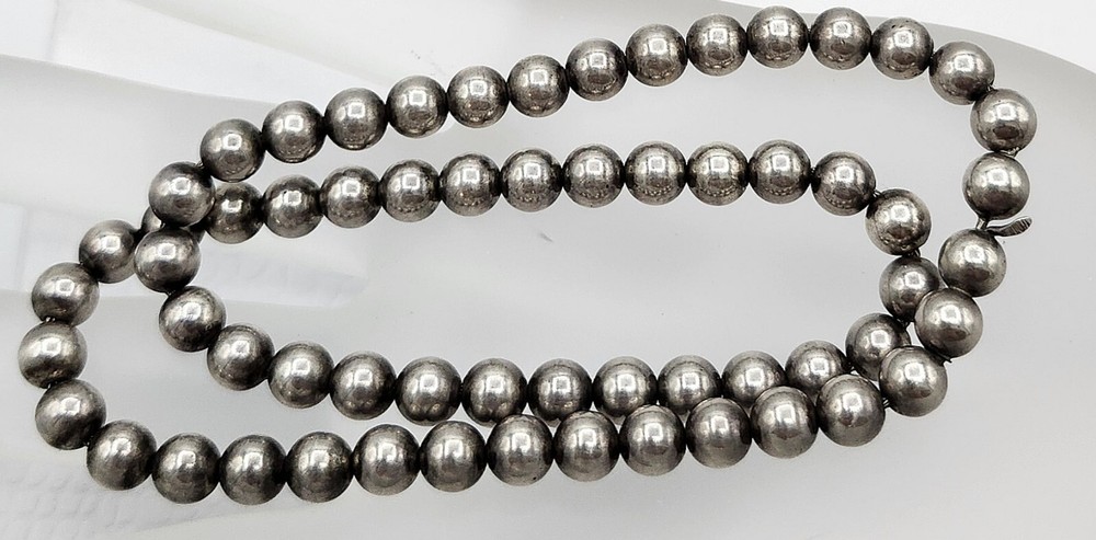 Antique Victorian W.R.C Sterling Silver Bead Ball Chain Collar Necklace 15.5″