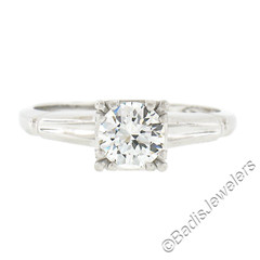 Vintage 14K Gold 0.66ct Round Brilliant Diamond in Square Basket Engagement Ring