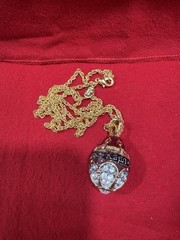 Vintage Joan Rivers Russian Collection Faberge Egg Necklace Gold 30″ #4747