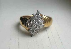Vintage 14K 585 Solid Yellow Gold Diamond Cocktail Cluster Sz 7 Ring