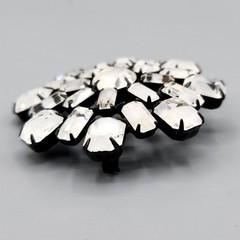 Vintage High End White Givre Baguette Emerald Cut Glass Japanned Brooch Earrings