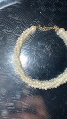 Vintage Multi-Strand Faux Pearl Twisted Bracelet with Gold-Tone Clasp