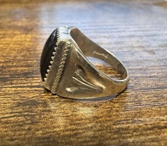 Vintage Southwestern American Sterling Silver & Onyx Ring Size 8.5 – Heavy