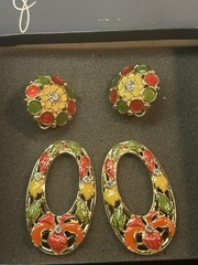 Vintage José Maria Barrera for Avon Convertible Floral Enamel Clip Earrings