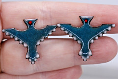 Blue Enamel on Copper Thunderbird Eagle Bird Cufflinks MCM