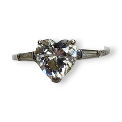 Sterling Silver 925 Clear Cubic Zirconia Heart Shaped Ring Size 8.25
