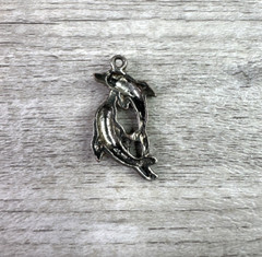 Vintage Unbranded Double Dolphin Pendant Charm Silver Tone Pendant ONLY