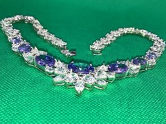 Vintage High-End Rich Rhinestones Clear & Amethyst Sparkling Stones Necklace