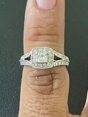 14k White Gold 0.80CT Princess Cut Halo Diamond Ring(A35)